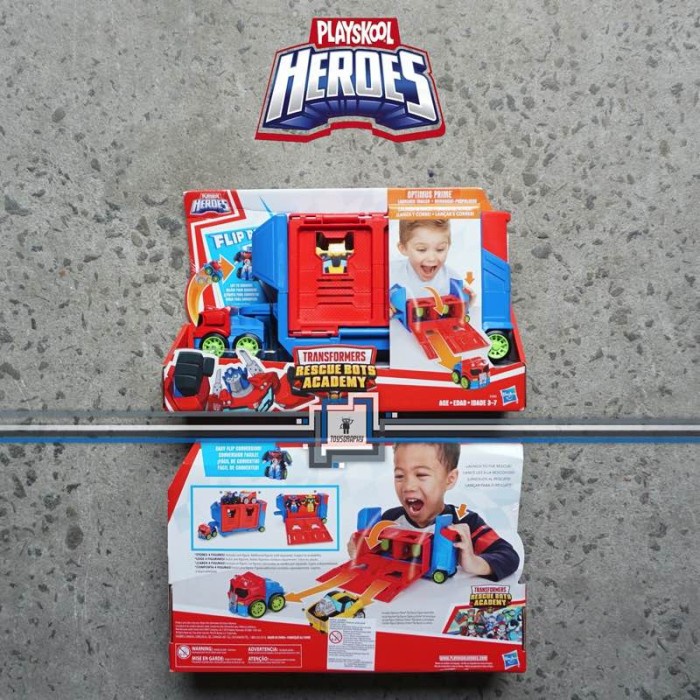 ✅Baru Transformers Rescue Bots Flip Racers Optimus Prime Launcher Trailer Limited