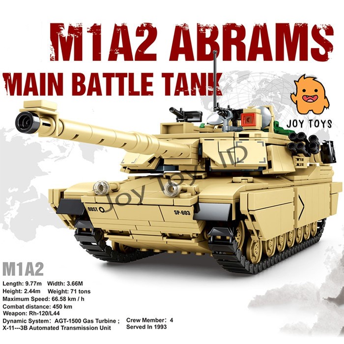 ✅Baru Mainan Anak Sembo Brick M1A2 Abrams Us Main Battle Tank Krem 1052 Pcs Berkualitas