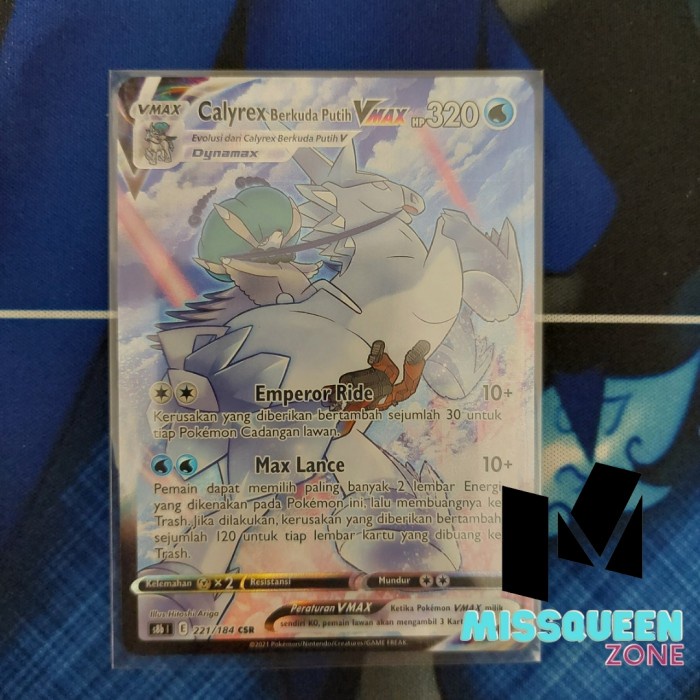 ✅COD Kartu Pokemon - Calyrex Berkuda Putih Vmax Csr Diskon