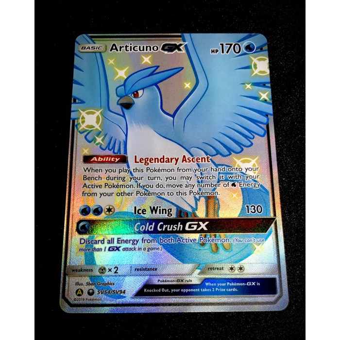 ✅COD Articuno Shiny Gx Sm Hidden Fates Limited