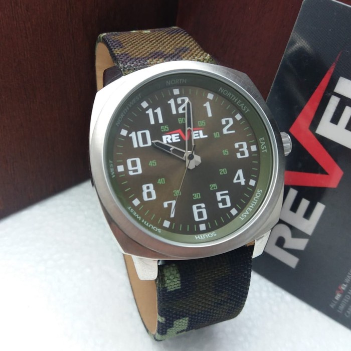 ✅New Ori Jam Tangan Pria Revel Ge8602 Silver Army Original Terbatas