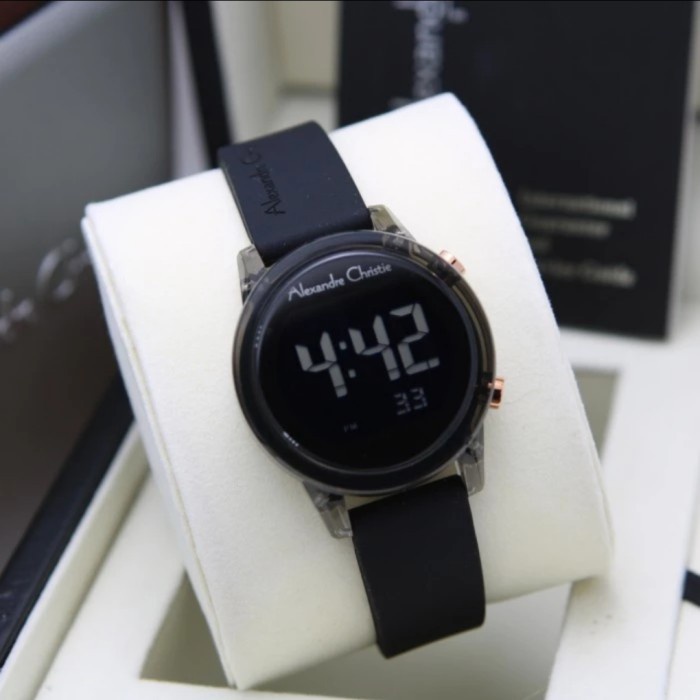✅New Ori Alexandre Christie Ac9368 Ac 9368 Digital Wanita Original. Black Rose Diskon