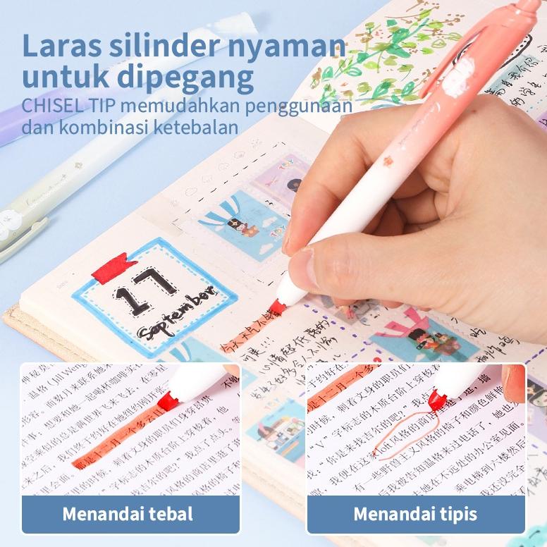 

Terbaru! Deli Penanda Cetek / Retractable Highlighter 6 Warna Cerah Kartun Lucu S117 ~