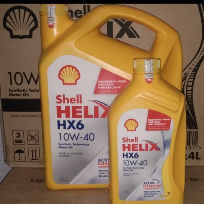 ✨Baru Shell Helix Hx6 10W - 40 Paket 5Liter Berkualitas