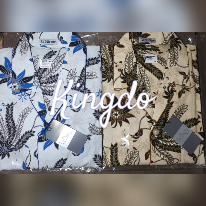 [COD] Piyama Lengan Panjang La Mirage Batik Biru Coklat Pria Katun Berkualitas