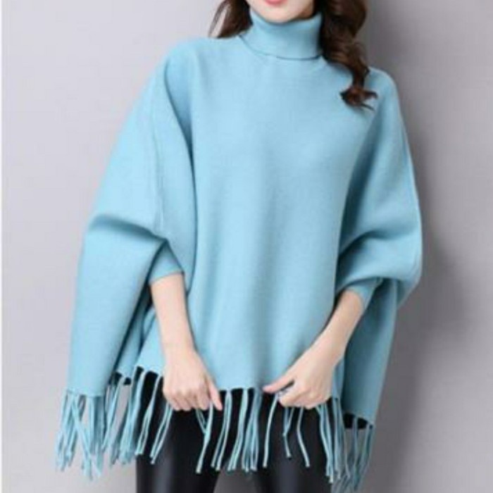 [COD] Cardigan Wanita Syal/Shawl Biru Polos Bahan Lembut Dan Tebal Terbaru