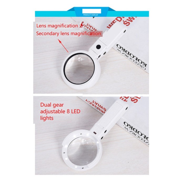 

Kaca Pembesar Lampu Lipat LED Untuk Baca Koran Buku 5X 11X Magnifying