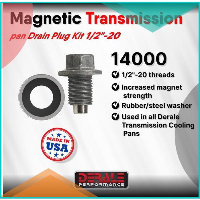 DERALE Magnetic Transmission Pan Drain Plug Kit, 1/2''-20 16novz3 acce