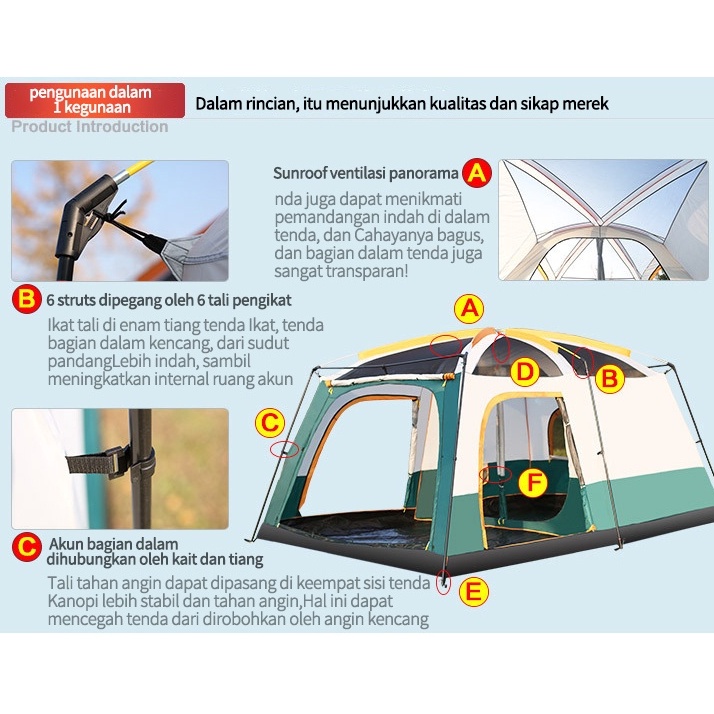 Ebuy Tenda Camping 5-8 Orang3.32.12MPortable Waterproof Camping Tent / Kebutuhan Semalam Yang Liar