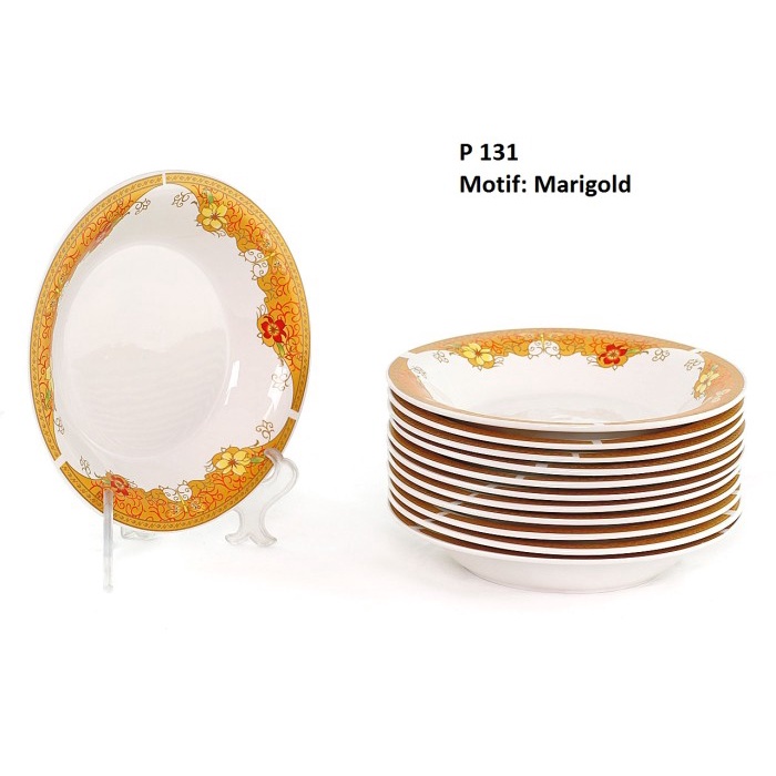 ✅Original Dinner Plate 9 Inch P131 1 Lusin Motif Marigold Color Piring Vicenza Terbatas