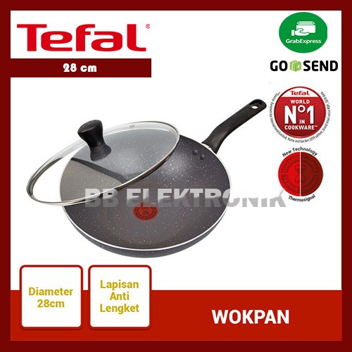 ✅Original Tefal Natura Wokpan 28 Cm With Glass Lid Wajan Anti Lengket Teflon Pa Limited