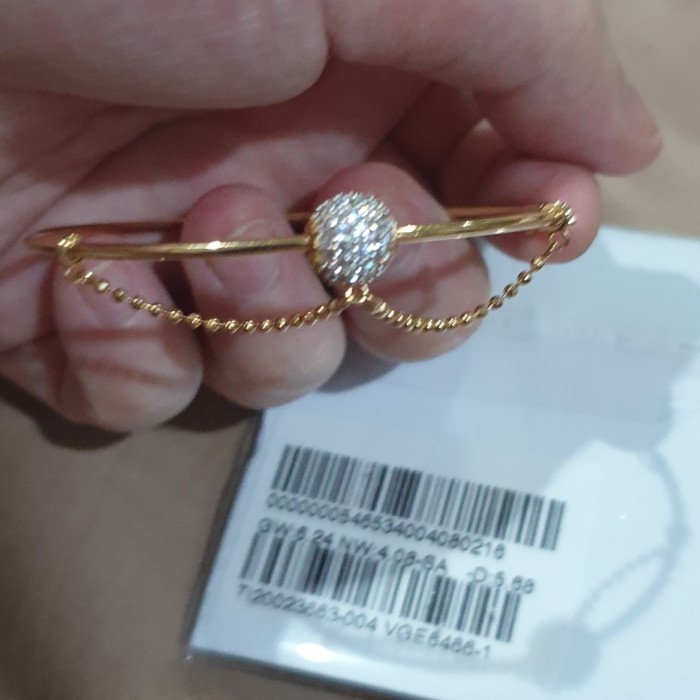 ✨Sale Bangle Oval Gelang Kaku Ubs Pentol Putih Rantai Merica Emas Asli 375 Berkualitas