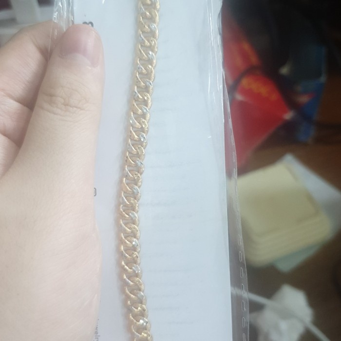 ✨Sale Gelang Sisik Naga 18Cm 18 Cm Emas Asli Muda 375 Kombinasi Putih Gold Berkualitas