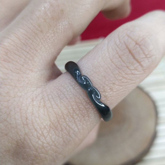 ✨Termurah Black Ink Ruyi Ring Jade Diskon