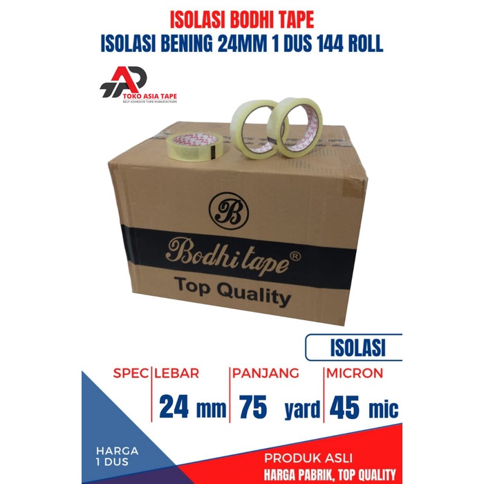 

✨Ready Isolasi / Selotip Bening Bodhi Tape 24Mm X 75Yard 1 Dus Terbaru