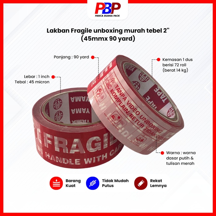 

✨Ready Lakban Fragile Unboxing Murah Tebel 2''45Mmx 90 YardPromo-Perdus Terbaru