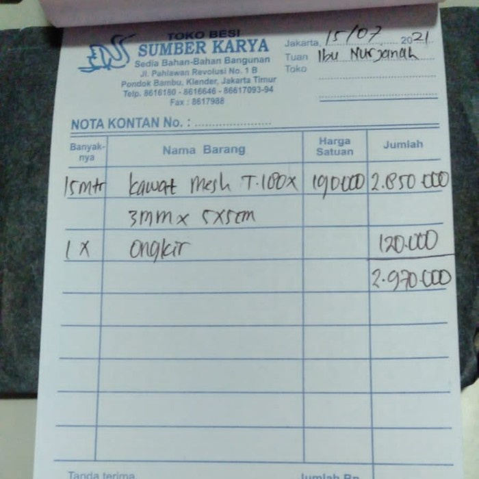 

✨Ready Nota Ibu Nurjanah 15 Juli 2021 Terbatas