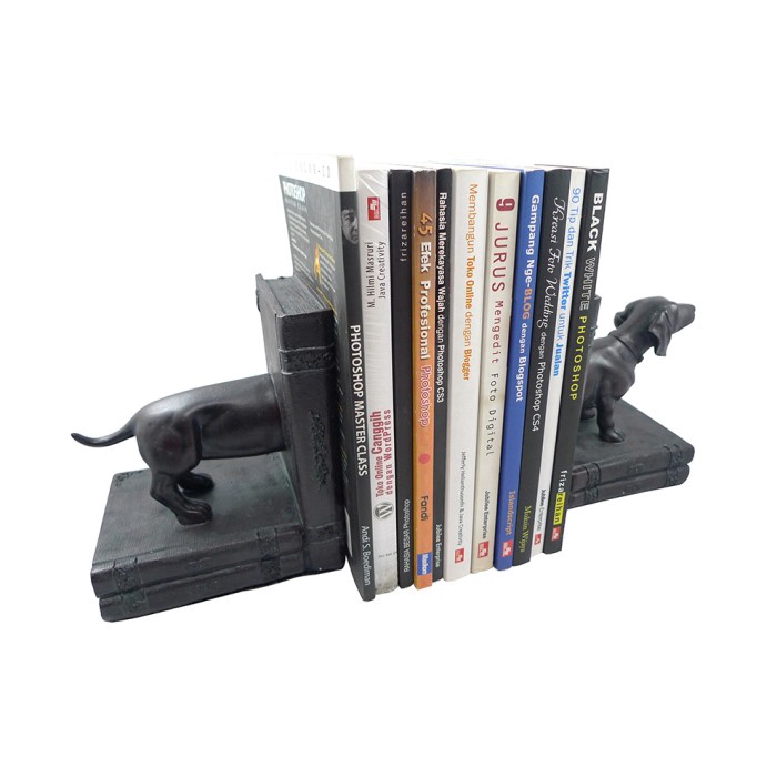 

Hermosa Pengganjal Buku/Pembatas Buku/Book End Black Long Dog