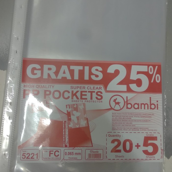

✨Ready Pp Pocket Folio 5221 Bambi... 1 Karton Isi 50 Set Berkualitas
