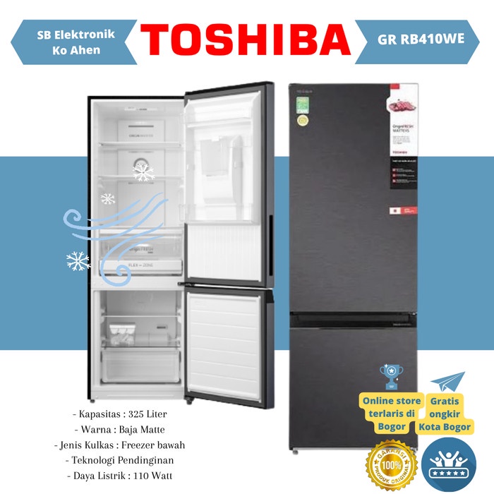 ✨Original Kulkas 2 Pintu Freezer Bawah / Toshiba Kulkas Freezer Bawah Gr Rb410We Berkualitas