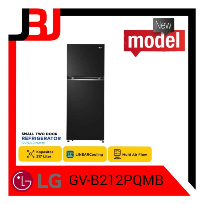 ✨Ready Kulkas 2 Pintu Lg Gvb212Pqmb 217 Liter Kulkas Hitam Lg Gvb212 Inverter Terbatas