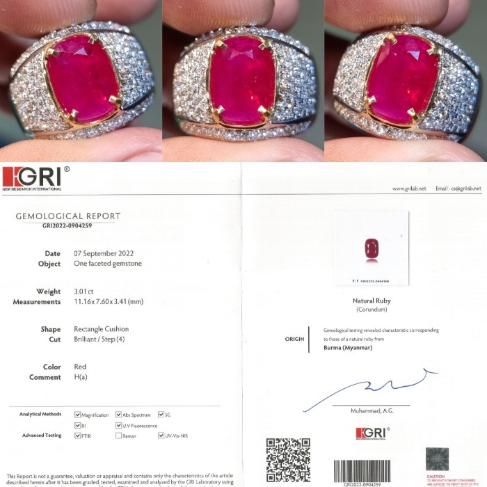 ✨Termurah Natural Hq Batu Red Ruby Burma Birma Mogok Myanmar Heated-A 3.01 Cts Diskon