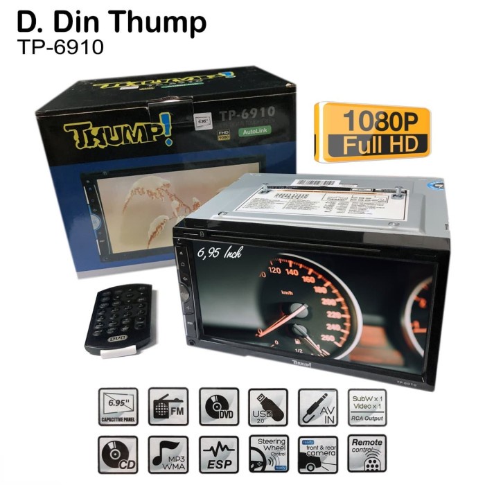 ✅New Ori Thump Tp-6910 - 6.5 Double Din Dvd/Tv Monitor - Car Audio Systems Terbaru