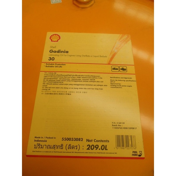 ✅New Oli Mesin Diesel Kapal Shell Gadinia S3 30 Pelumas Sae 30 Terbatas