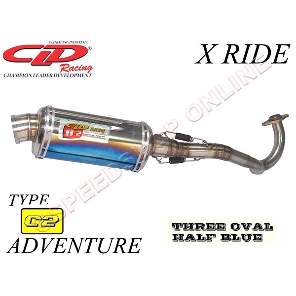 [Original] Knalpot Cld Racing X-Ride Type C2 Adventure Silencer Oval Half Blue Berkualitas