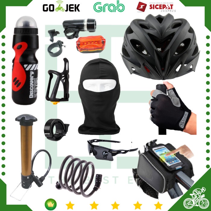 ✨Ready Paket Lengkap Helm Sepeda Eps Pvc Shell Bonus Lampu Depan/Belakang Diskon