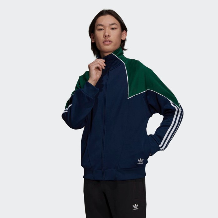 ✨Ori Adidas Big Trefoil Abstrack Polyester Track Top Navy Green Original Terbaru