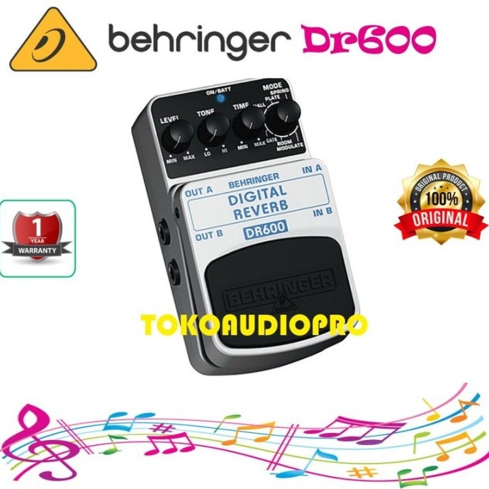 ✨Ori Efek Behringer Dr600 Digital Stereo Reverb Guitar Efek Pedal Dr-600 Terbatas