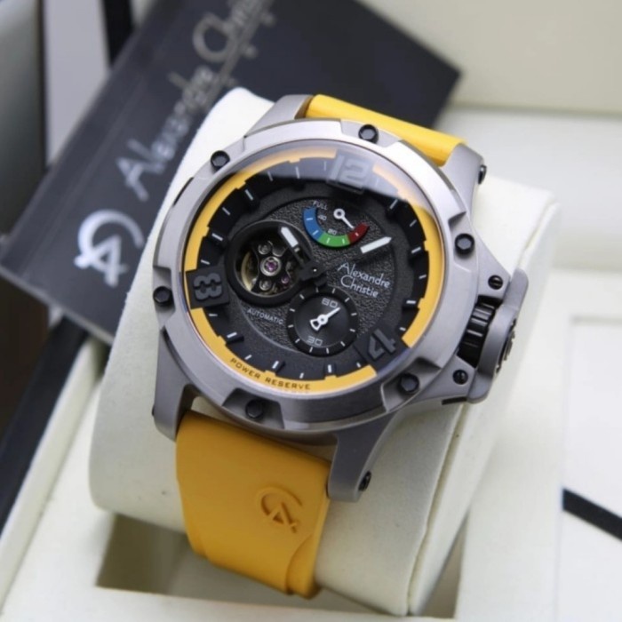 ✨Sale Jam Tangan Pria Alexandre Christie Ac6295 Ac 6295 Otomatis Yellow Terbaru