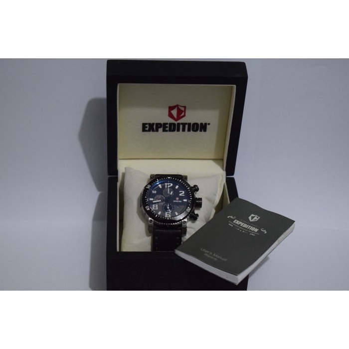✨Sale Expedition E6658M Black Silver Leather Original Garansi 1 Tahun Terbaru
