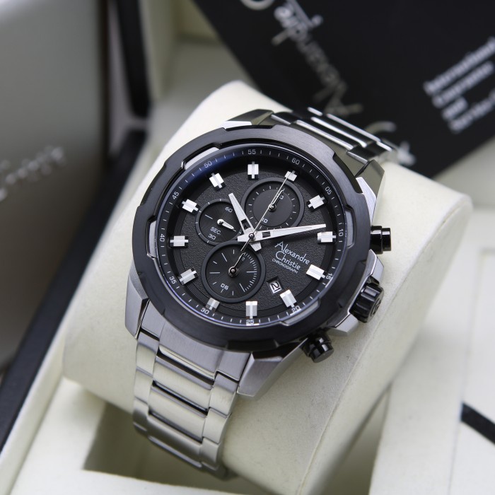 ✨Ready Alexandre Christie Ac 6523 Silver Black. Garansi Resmi 1Tahun Limited