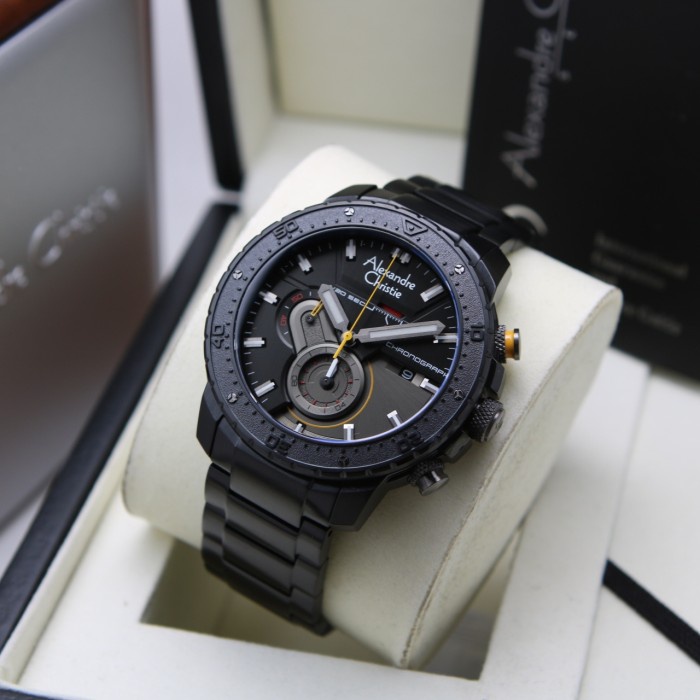 ✨Sale Alexandre Christie Ac 6627 Black Yellow Pria Original. Stainless Terbaru