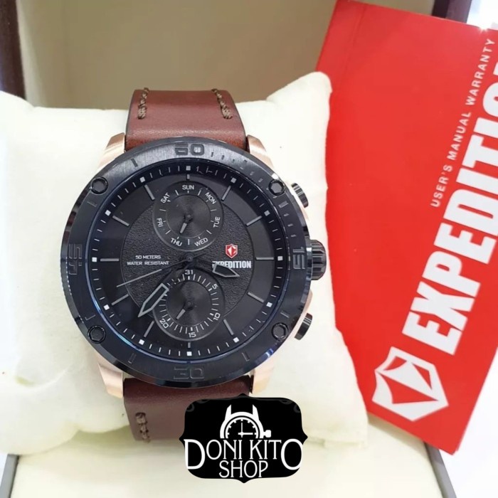 ✨Ready Expedition E-6821 Black Rosegold - Jam Tangan Pria Original Terbaru
