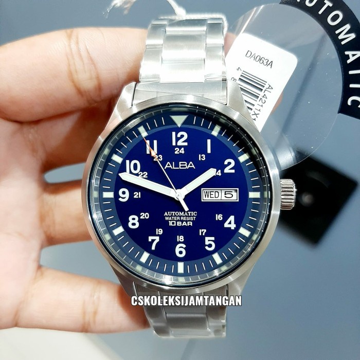 ✨Ready Jam Tangan Pria Alba Al4211X1 Al4211 Silver Blue Dial Original Garansi Diskon