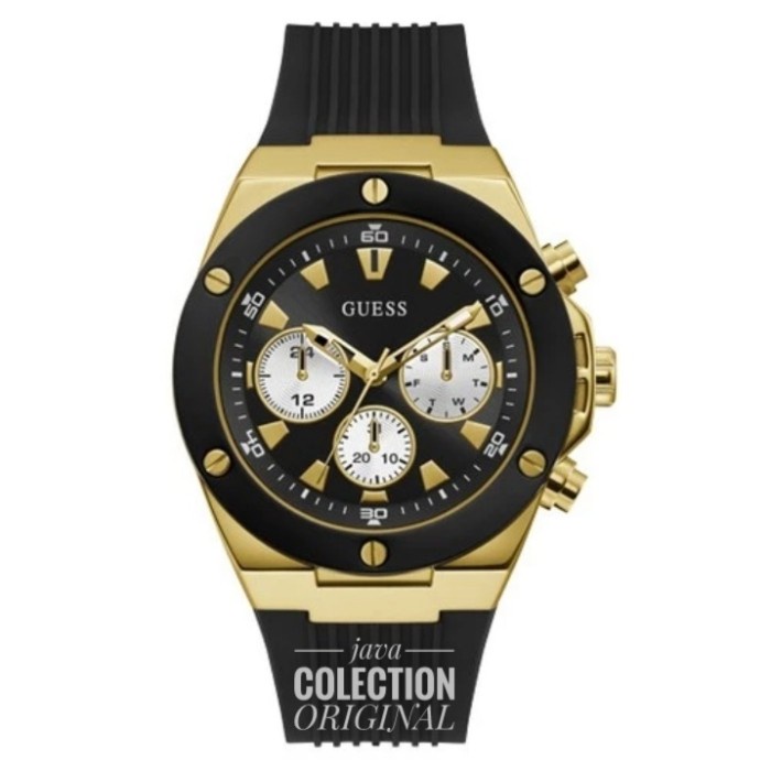✨Ready Jam Tangan Pria Guess Gw0057G1 Poseidon Black Gold Original Terbaru