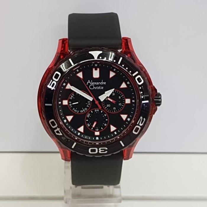 ✨Ready Jam Tangan Pria Alexandre Christie Ac6531 Mf Black Red Original Diskon