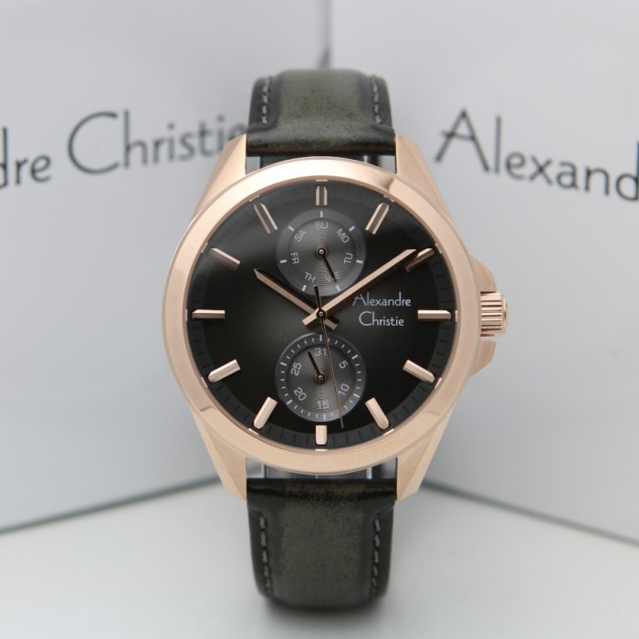 ✨Ready Alexandre Christie Ac 6573 Ac6573 Pria Rosegold Black Leather Original Limited