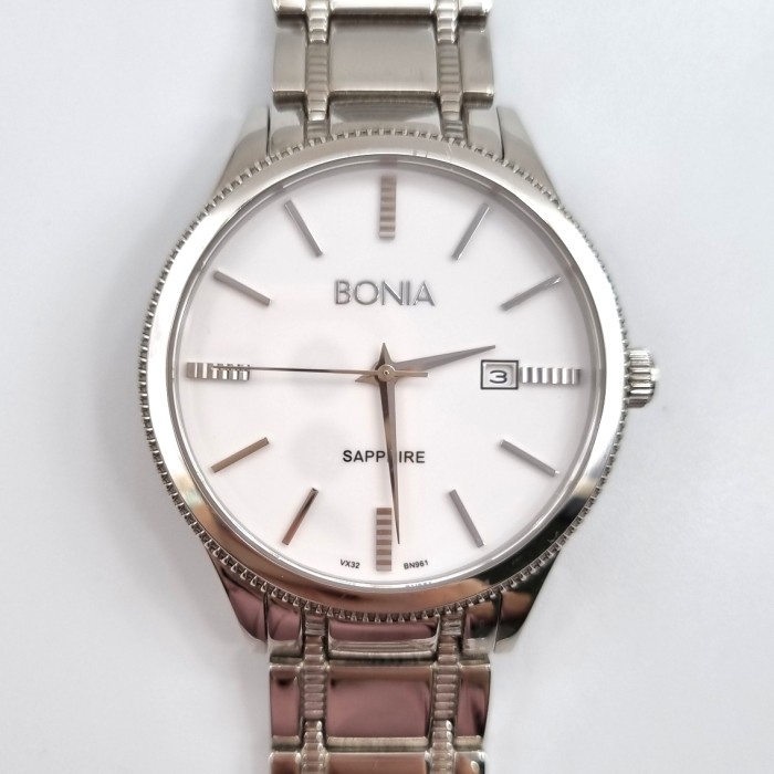 ✨Ready Sale Bonia Bn961 Sapphire White Dial Stainless Steel Men'S Watch Diskon