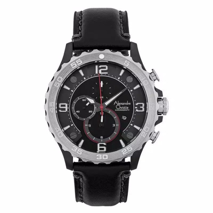 ✨Ready Alexandre Christie Pria Ac 6505 Mc Original  Black Silver  Terbatas