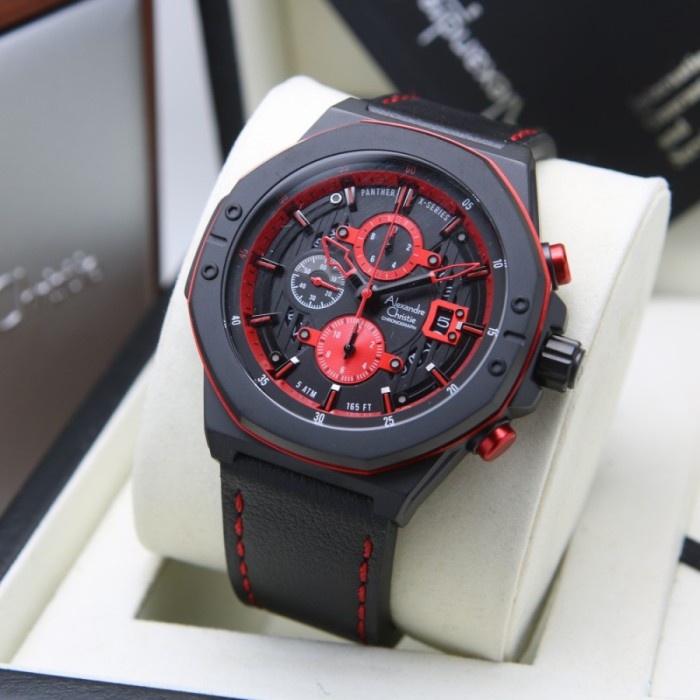 ✨Ready Jam Tangan Pria Alexandre Christie Ac6597 Ac 6597 6597Mc Black Red Ori Terbaru