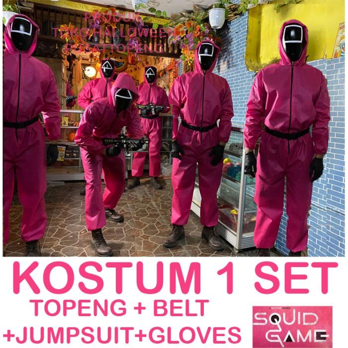 Baju Squid Game Satu Set Kostum Penjaga Guard