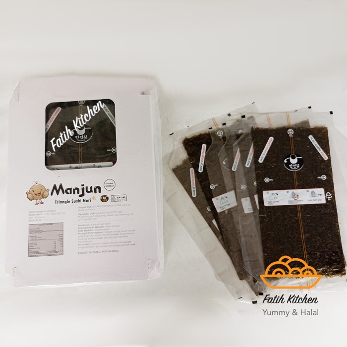 

Manjun Triangle Onigiri Sushi Nori 100 Lembar Halal Import Korea