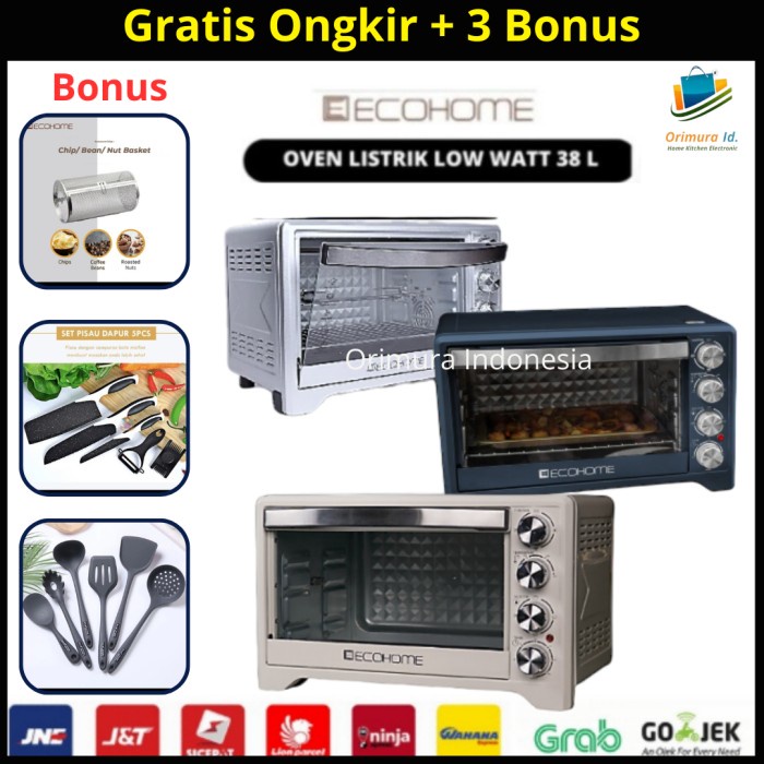 Oven Listrik Low Watt - Ecohome Oven Listrik Platinum 38 L - Eop 888