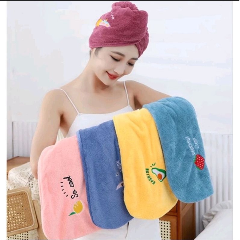 Handuk Keramas Rambut Handuk Keramas Model Kancing Praktis Handuk Keramas Bahan Lembut