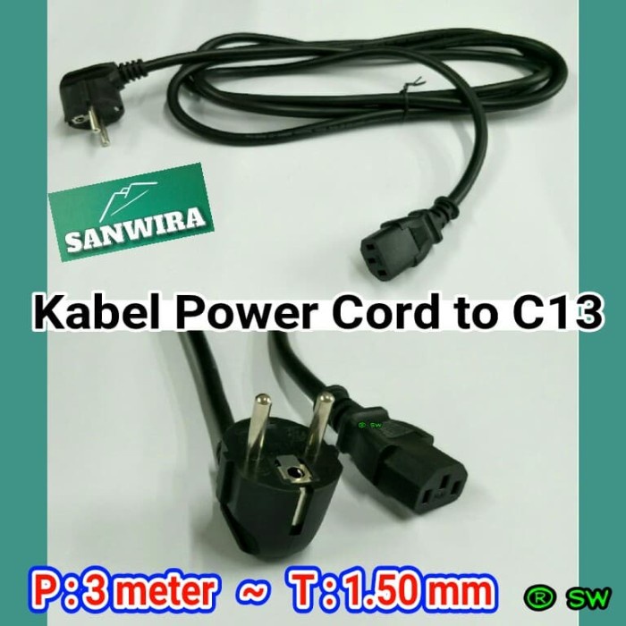 Promo Kabel Power Cord To C13 - Panjang : 3 Meter ~ Tebal : 1.50 Mm
