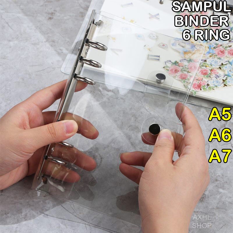 

Korean Style Clear Cover 6 Ring Binder A5 A6 A7 Plastik Sampul Buku Yimpanan Kertas Isi Ulang